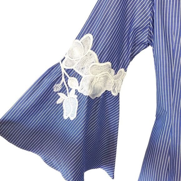 Anne Fontaine | Veleda Shirt Dress Blue White Stripe Button Up - Picture 4 of 9